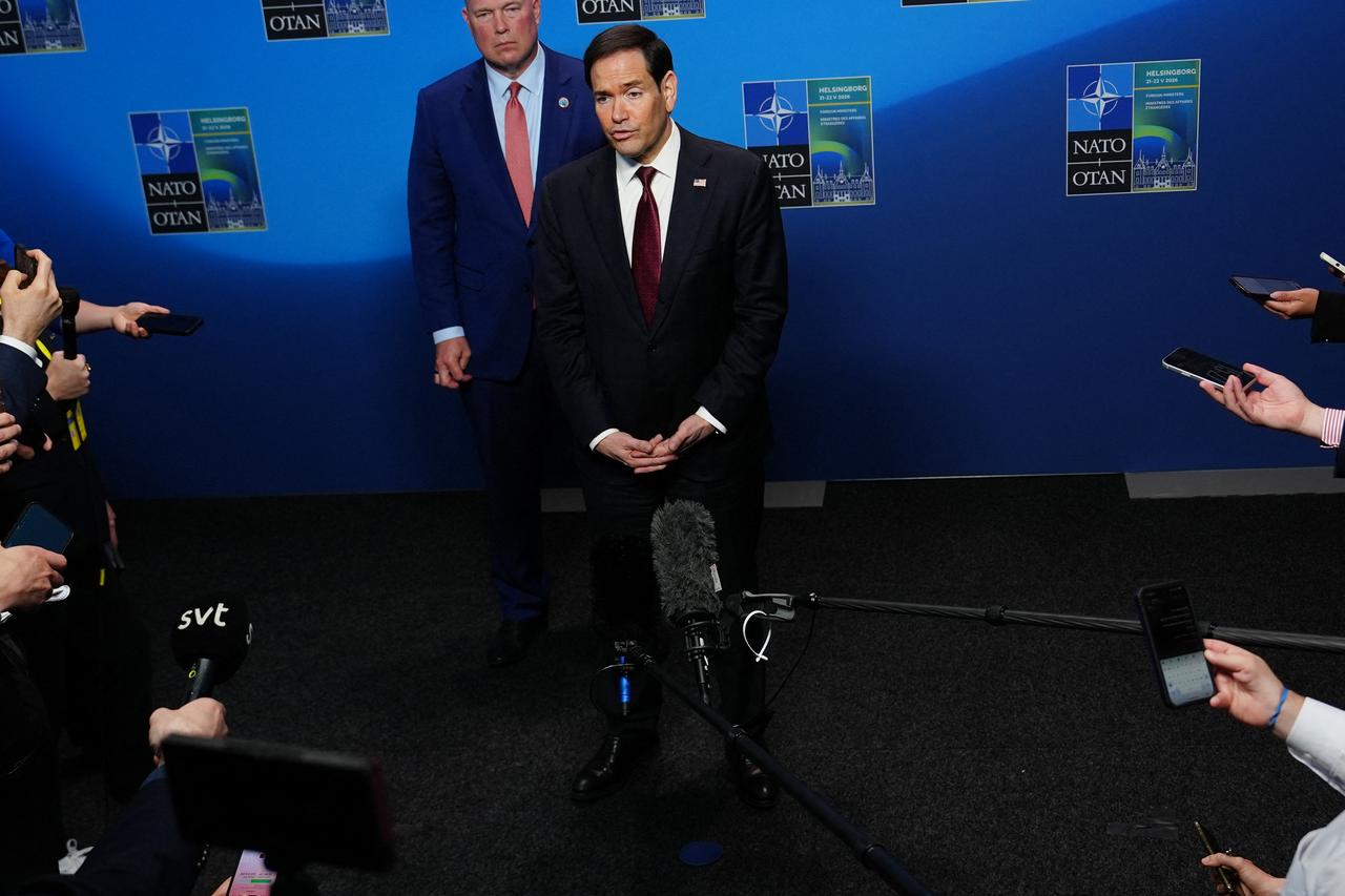 United States Secretary of State Marco Rubio speaks with journalists during a meeting of NATO foreign ministers in Helsingborg, Sweden, May 22, 2026. (AFP Photo)