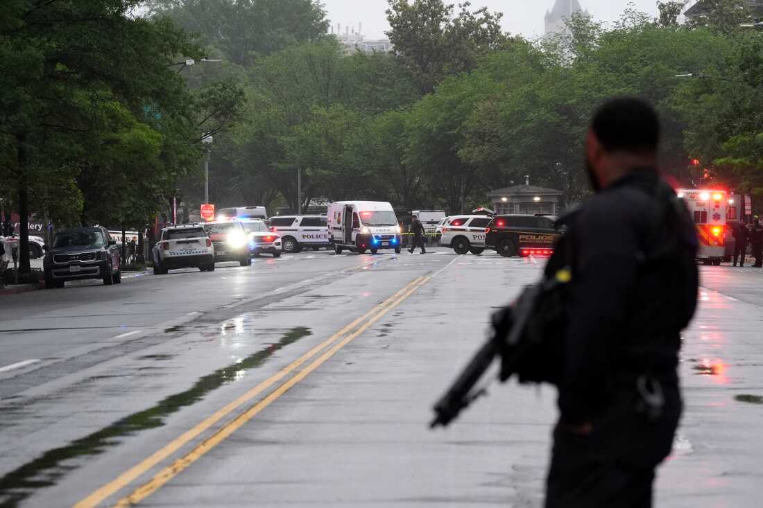 Police and members of the Secret Service block streets around the White House, Saturday, May 23, 2026, in Washington, D.C.