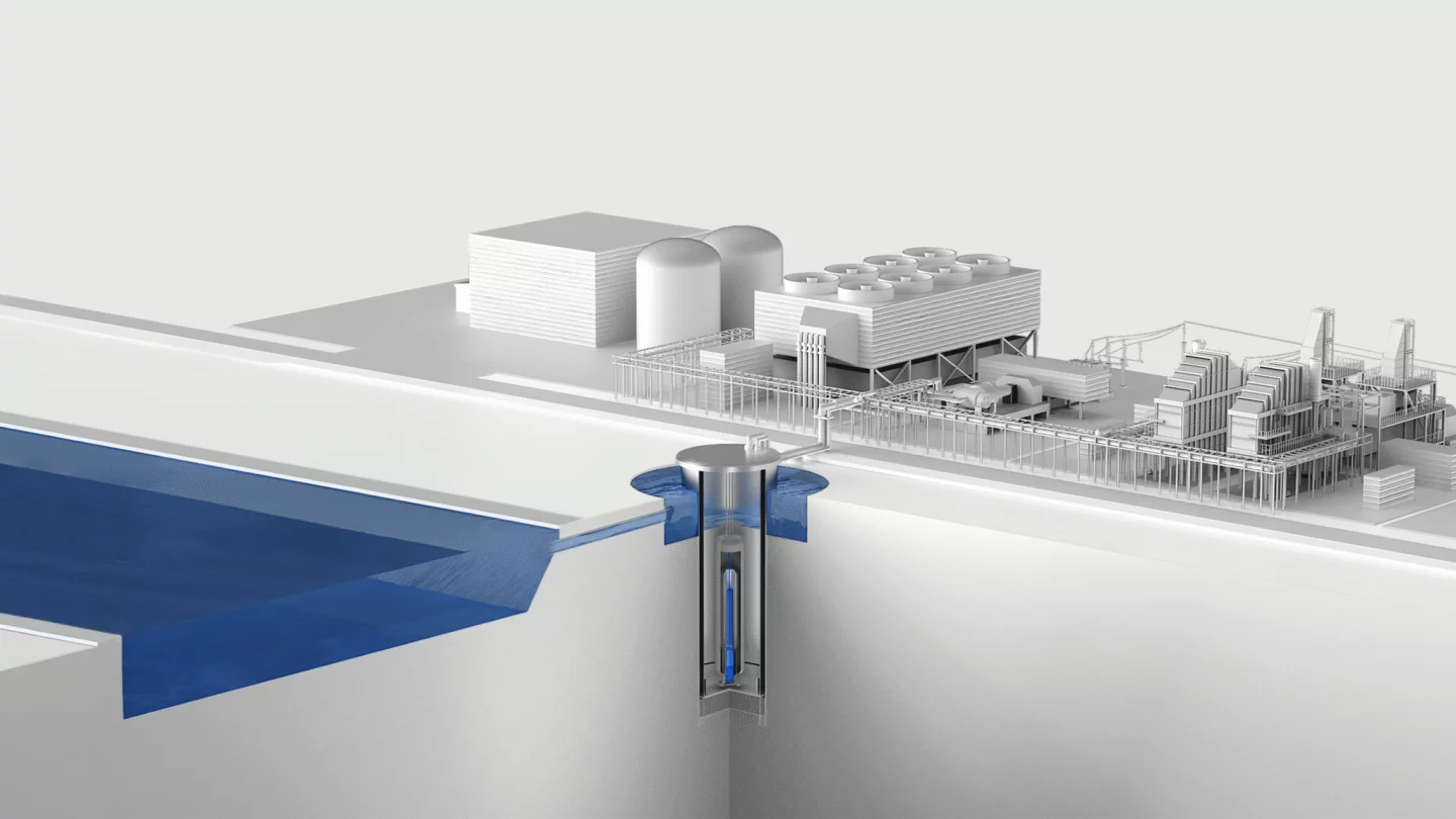 The hybrid plant showing one of the nuclear module containment vessels