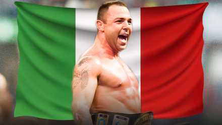 Santino Marella celebrating with the Italian flag