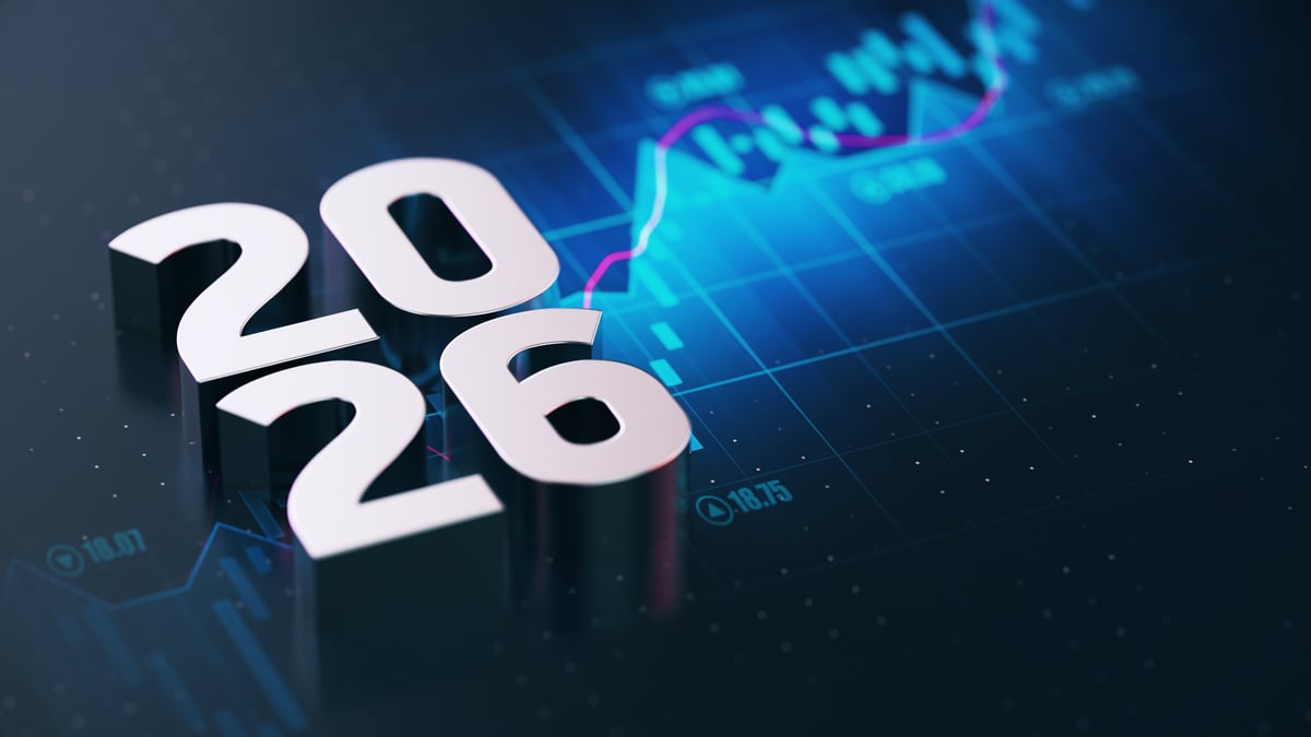 The numbers 2026 over a stock chart. 