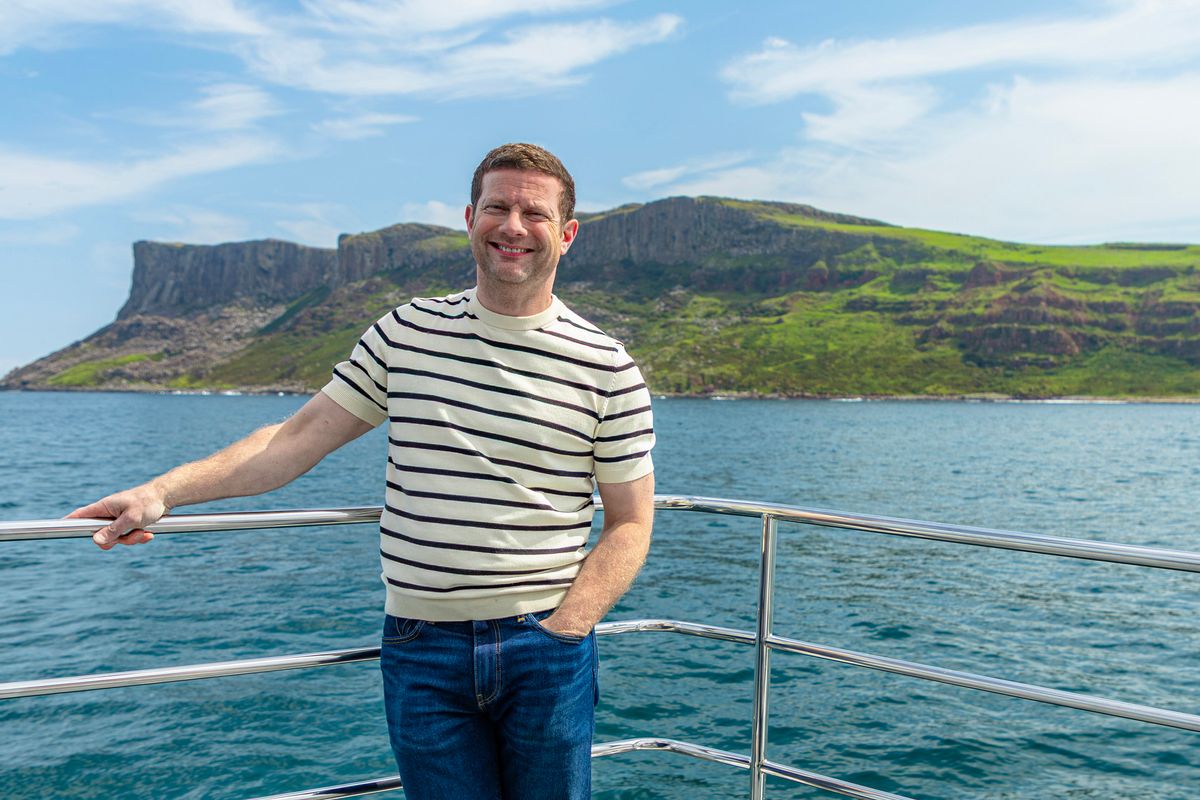 TV and radio presenter Dermot O’Leary filming in Ballycastle for the second series of ‘Dermot’s Taste of Ireland’
