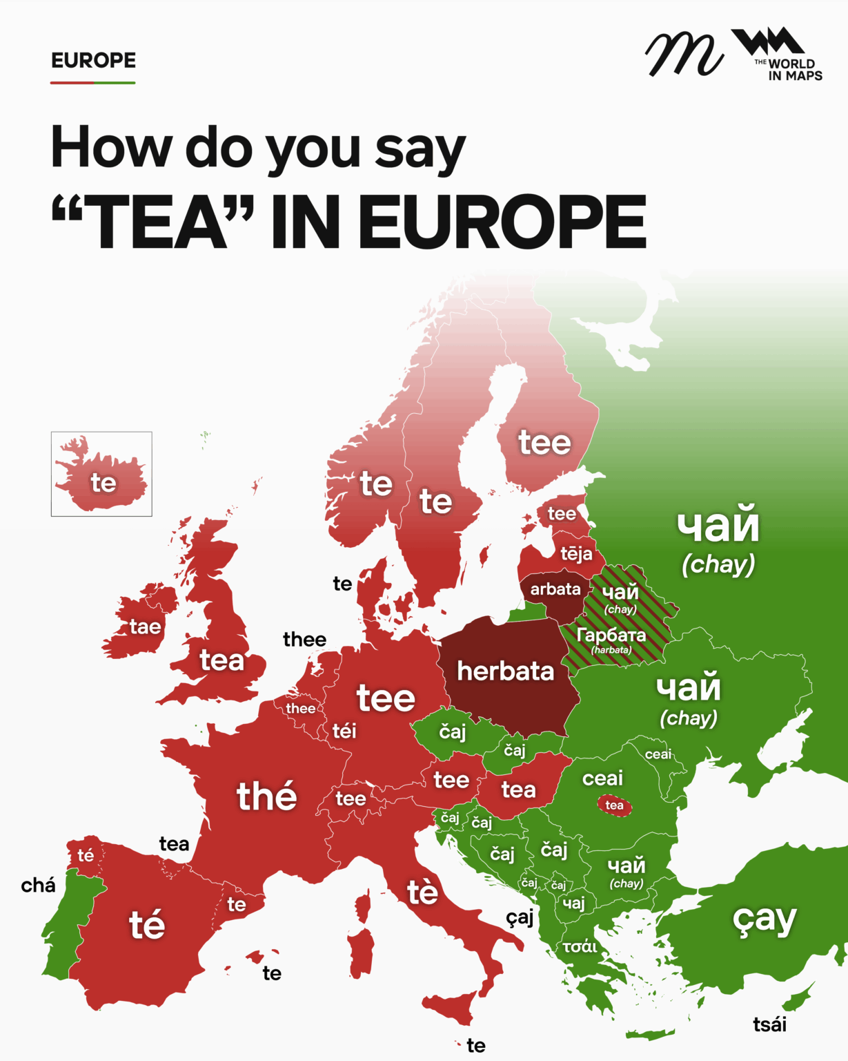 How do you say “tea” in Europe How do you say "tea" in Europe