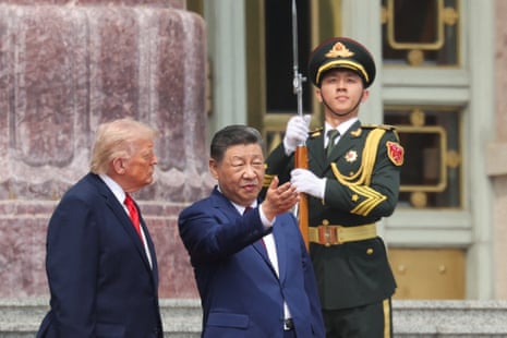 Xi Jinping with Donald Trump at the Great Hall of the People.