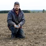 Dan de Boer's farmland borders 700-acres of prime agriculture land, denoted by the treeline in the background, recently sold to the Department of National Defence as a potential site for a long-distance Arctic Over-the-Horizon radar installment. Photo: Diana Martin