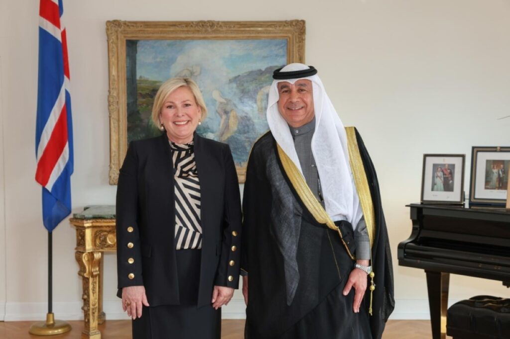 Ambassador of Kuwait to Ireland Mohammed Al-Mohammed presents his credentials to the President of Iceland Hala Tomasdtir as Non-Resident Ambassador to Iceland.- KUNA photos