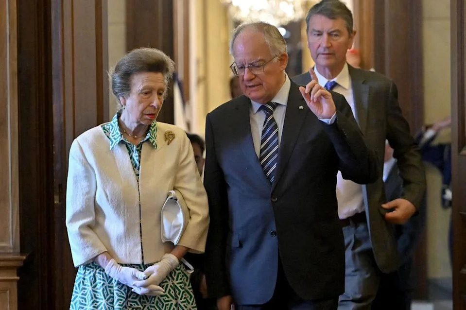 A photo of Princess Anne in Greece with Sir Tim Laurence 