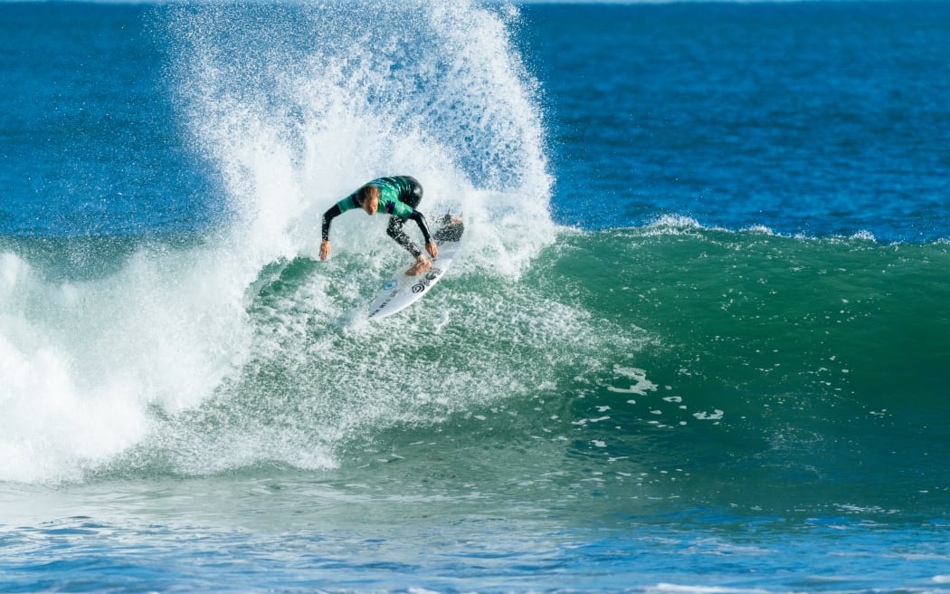RAGLAN, NEW ZEALAND - MAY 14: Billy Stairmand of New Zealand surfs in the practice session prior to the commencement of at the Corona Cero New Zealand Pro on May 14, 2026 at Raglan, New Zealand. (Photo by Rambo Estrada/World Surf League)
