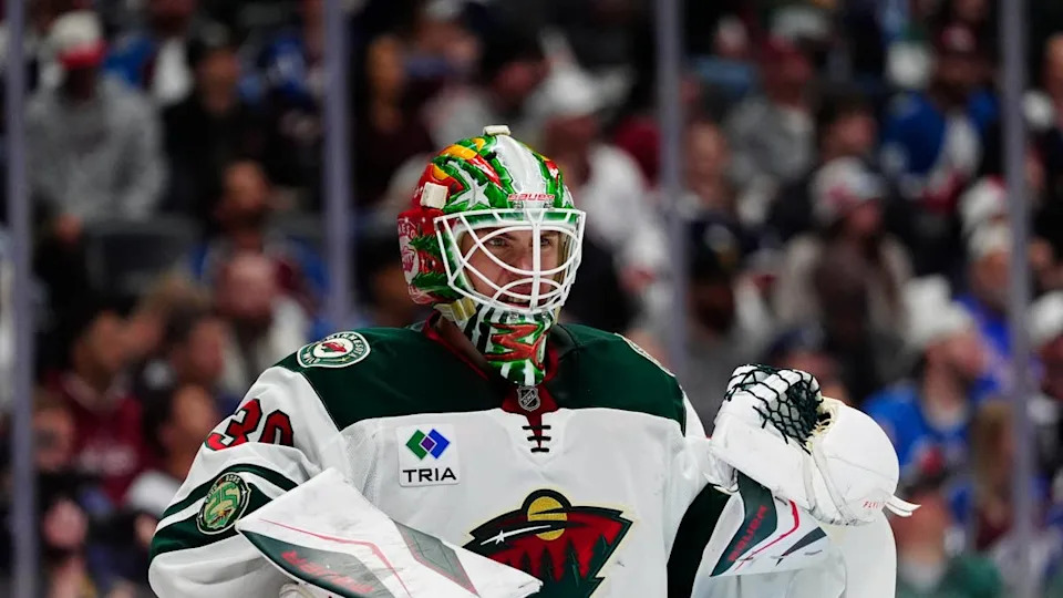 Minnesota Wild goaltender Jesper Wallstedt (30) during the second period against the <a class="link " href="https://sports.yahoo.com/nhl/teams/colorado/" data-i13n="sec:content-canvas;subsec:anchor_text;elm:context_link" data-ylk="slk:Colorado Avalanche;sec:content-canvas;subsec:anchor_text;elm:context_link;itc:0" data-yga="{"yLinkElement":"context_link","yModuleName":"content-canvas","yLinkText":"Colorado Avalanche","ySubModuleName":"anchor_text","yHasCommerce":false}">Colorado Avalanche</a> in game one of the second round of the 2026 Stanley Cup Playoffs at Ball Arena.Ron Chenoy-Imagn Images