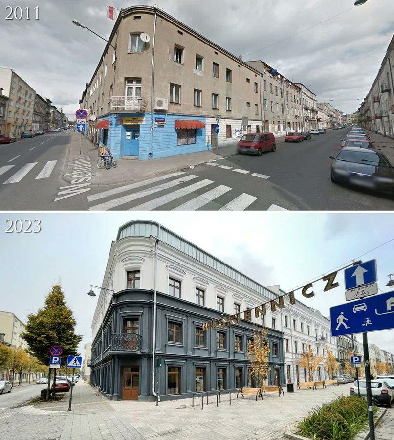 Before and after in Lodz Poland.