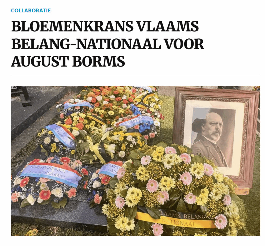 Flower wreath Vlaams Belang-National for August Broms