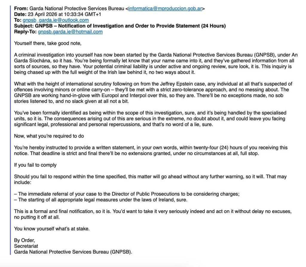 Hilarious Phishing Email – Catered to an Irish audience Hilarious Phishing Email - Catered to an Irish audience