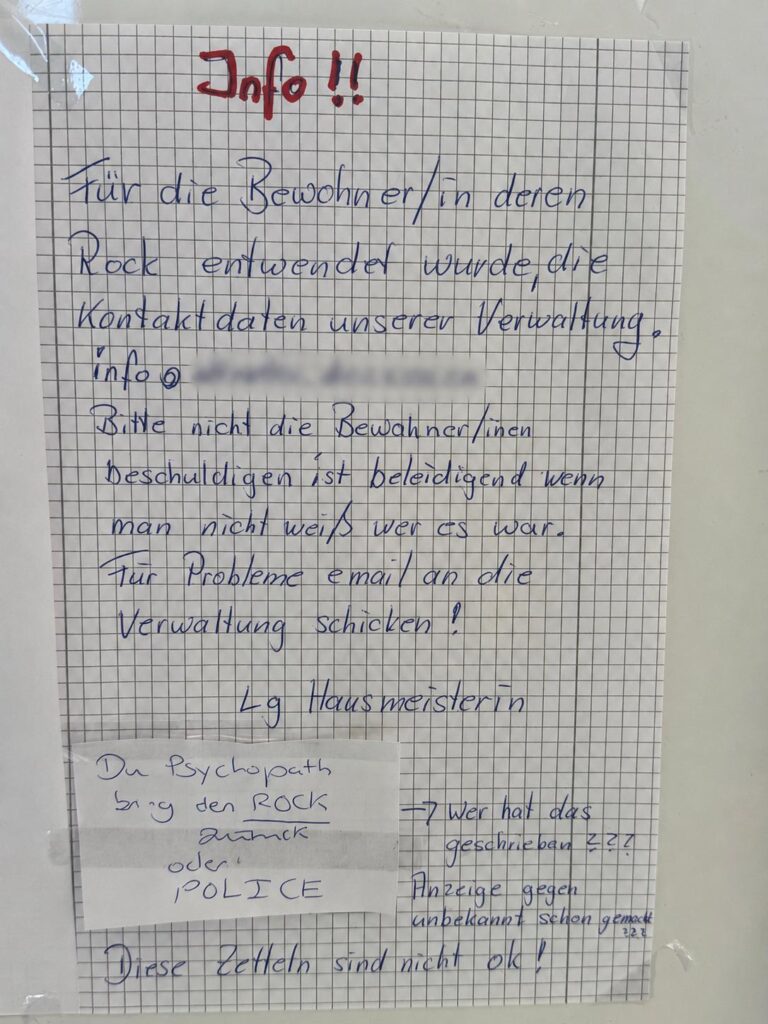 Anonymous “stolen skirt” note UPDATE Anonymous “stolen skirt” note UPDATE
