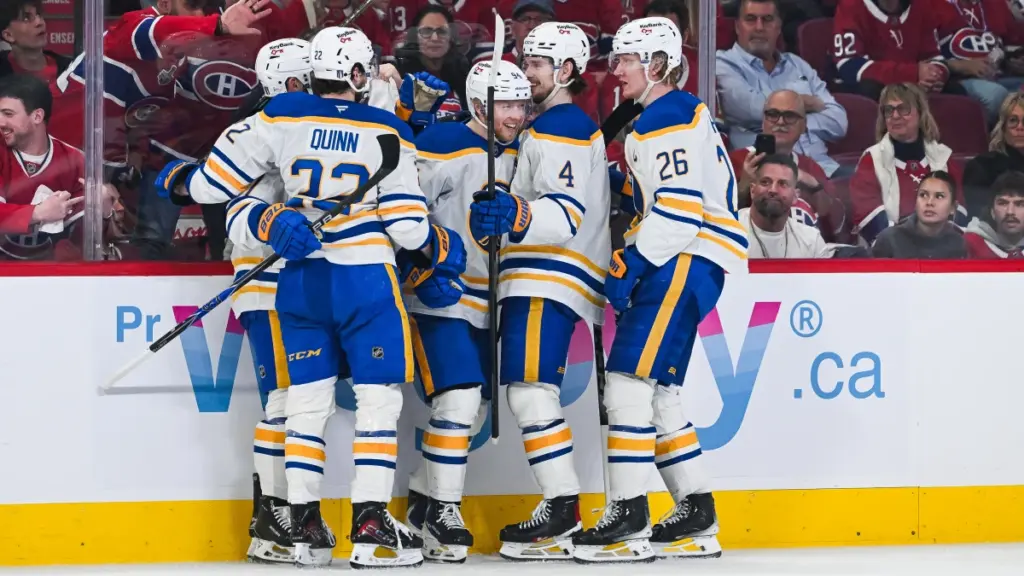 Konsta Helenius joins Team Finland at World Championship after Canadiens eliminate Sabres Buffalo Sabres center Konsta Helenius (94) celebrates with his teammates his goal against the Montreal Canadiens during the second period in game six of the second round of the 2026 Stanley Cup Playoffs at Bell Centre.