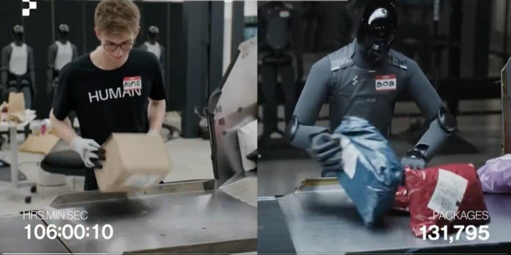 Figure AI Intern Beats Robot in Package Sorting Challenge Figure AI Intern Beats Robot in Package Sorting Challenge