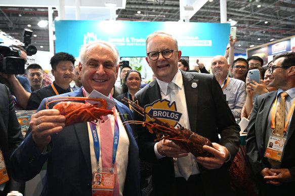 Farrell and Prime Minister Anthony Albanese at the China International Import Expo in 2023.