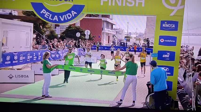A nice couple of "snorts" to the guy who cut the ribbon at the finish line that was for the female winner of the race for life.