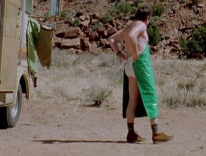 Walter White…pants + green apron in the middle of the desert