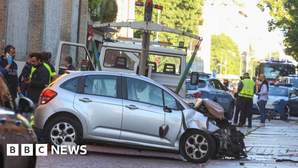 Man ploughs car into crowd in Italy before trying to stab them – BBC Man ploughs car into crowd in Italy before trying to stab them - BBC