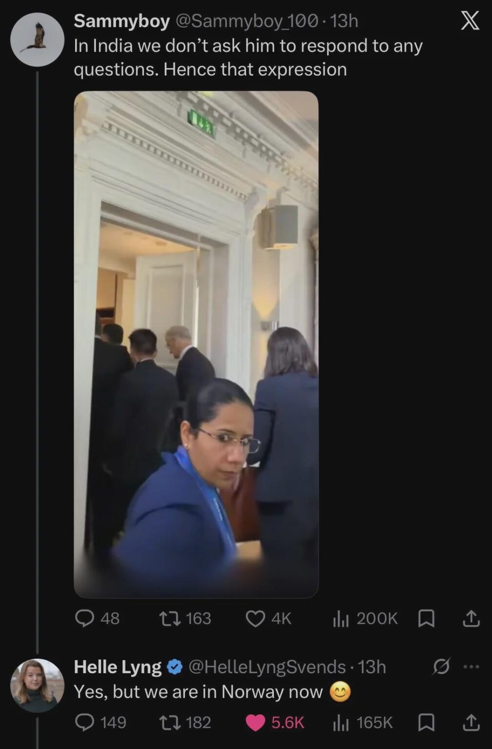 Savage response from Norwegian Journalist to Indian conservative after asking uncomfortable questions