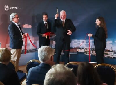 EWTN Sweden’s director Ulf Silfverling cuts the ribbon at the new Stockholm office, surrounded (L to R) by Iwo Bender, EWTN Global Services’ development director, Andreas Thonhauser, EWTN VP & Chief Global Officer, and Zuzanna Juruś of EWTN Sweden.