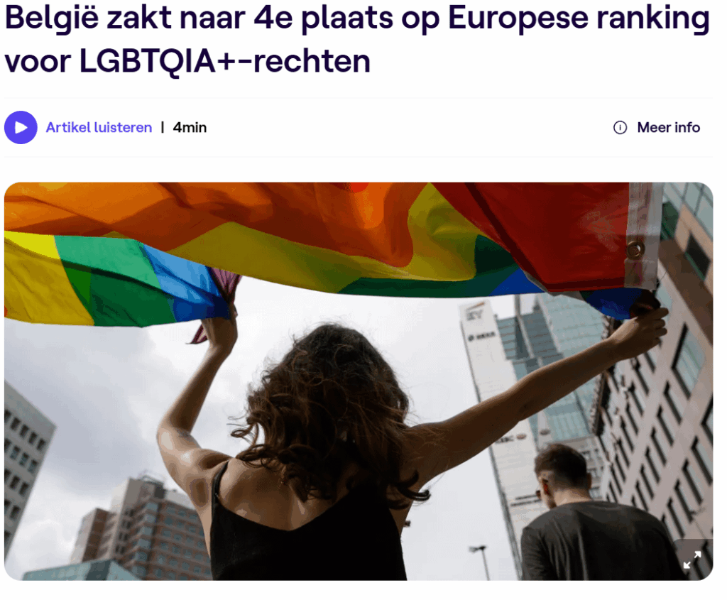Belgium drops to 4th place in the European ranking for LGBTQIA+ rights