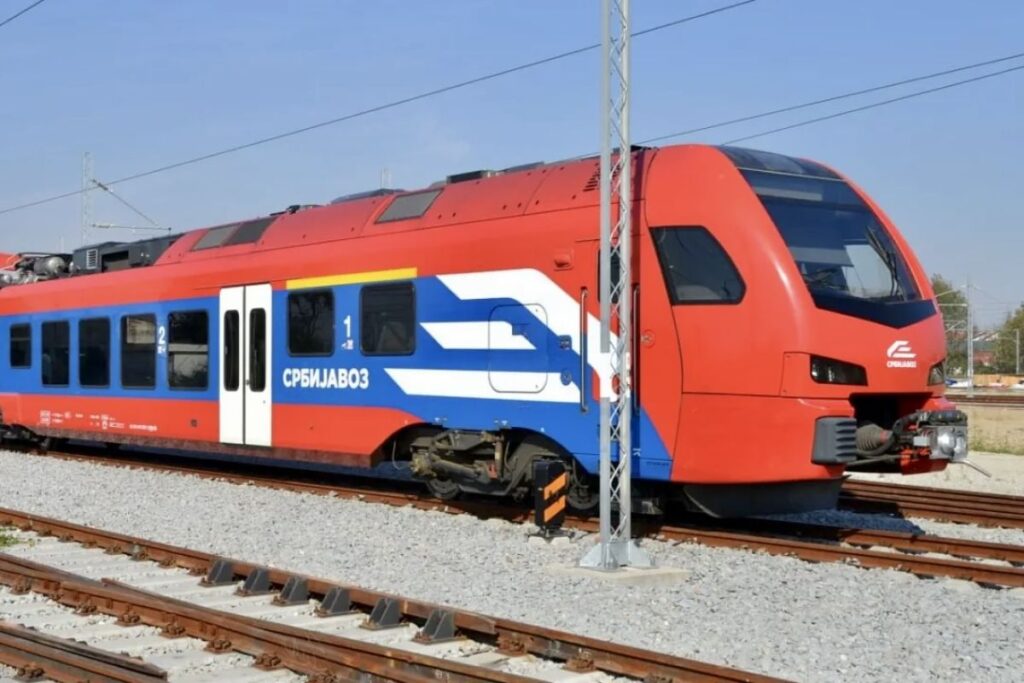 Serbia rail shutdown hits border services Red and blue Srbijavoz electric multiple unit train on railway track in Serbia during daytime