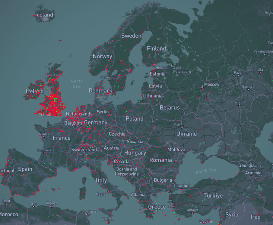 Europe's UFO Reports Map