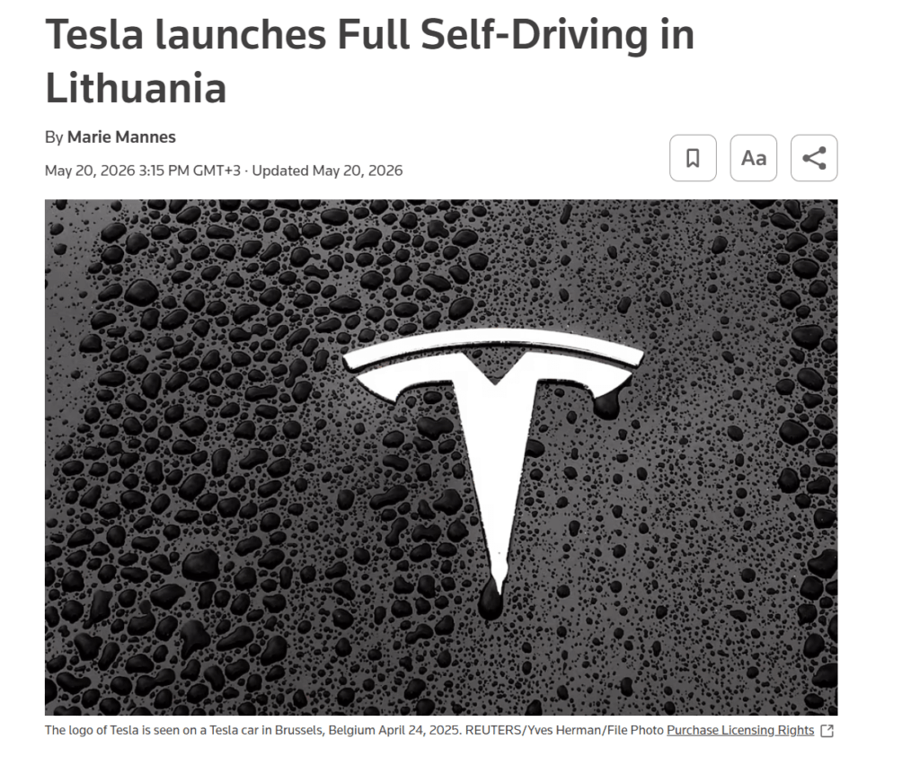 Lithuania becomes the second country in Europe after Holland, where Tesla will start driving without a driver