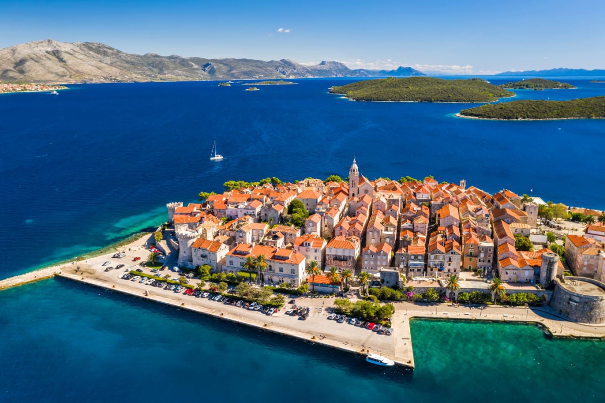 Aerial view of Korcula, Croatia