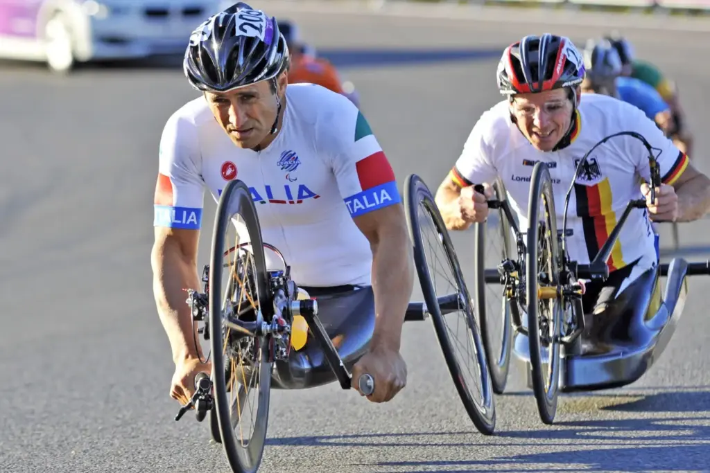 Alessandro Zanardi competes in handcycling