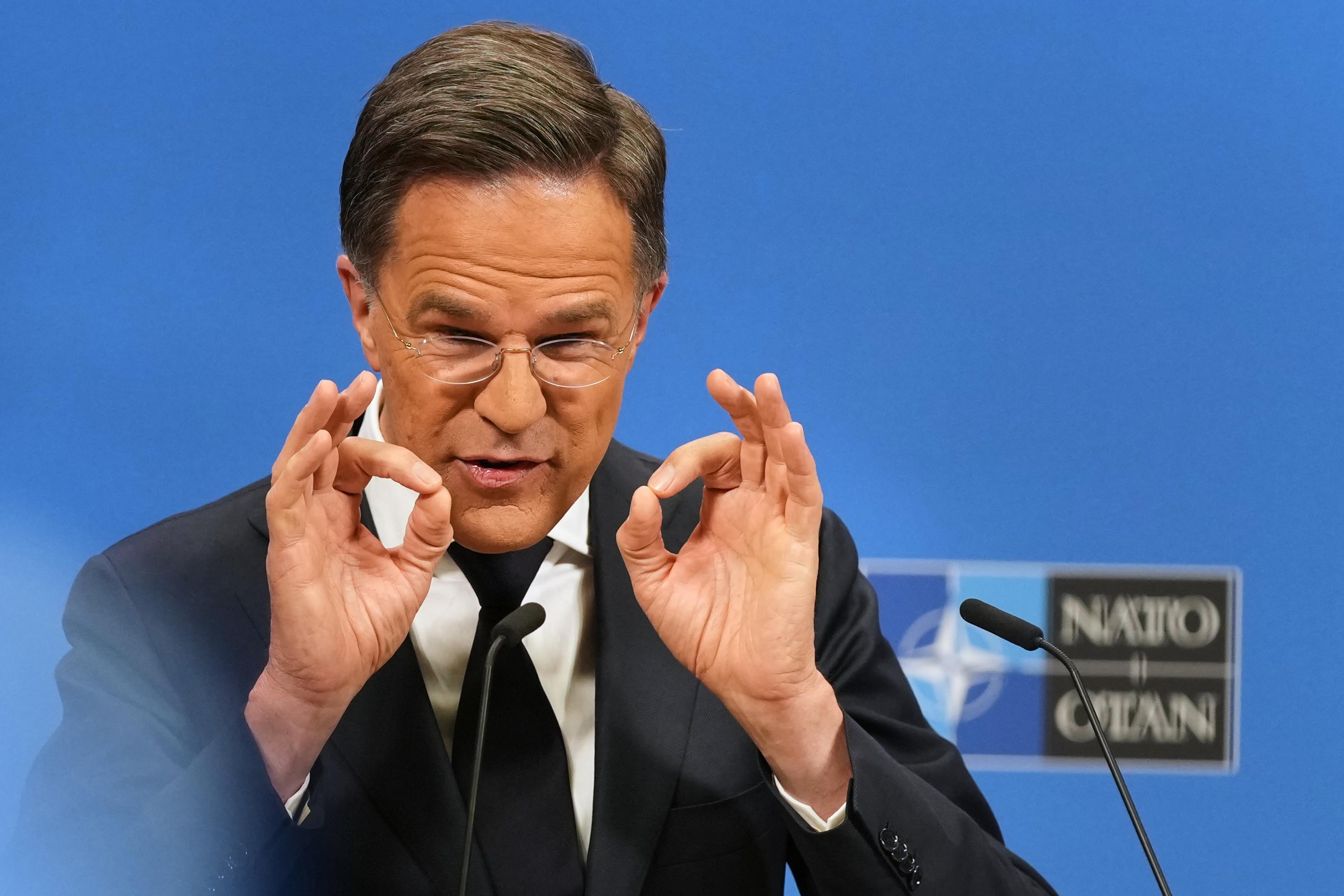 NATO Secretary General Mark Rutte speaks during a media conference...