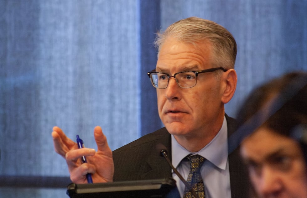 State Sen. John Curran speaks in committee May 20. Later amendments removed some Republicans’...