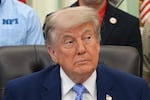 President Donald Trump attends an event about loosening a federal refrigerant rule, in the Oval Office at the White House, Thursday, May 21, 2026, in Washington.