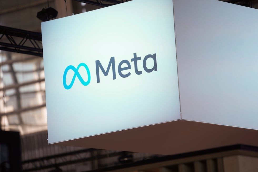 FILE - The Meta logo is seen at the Vivatech show in Paris, France, June 14, 2023. (AP...