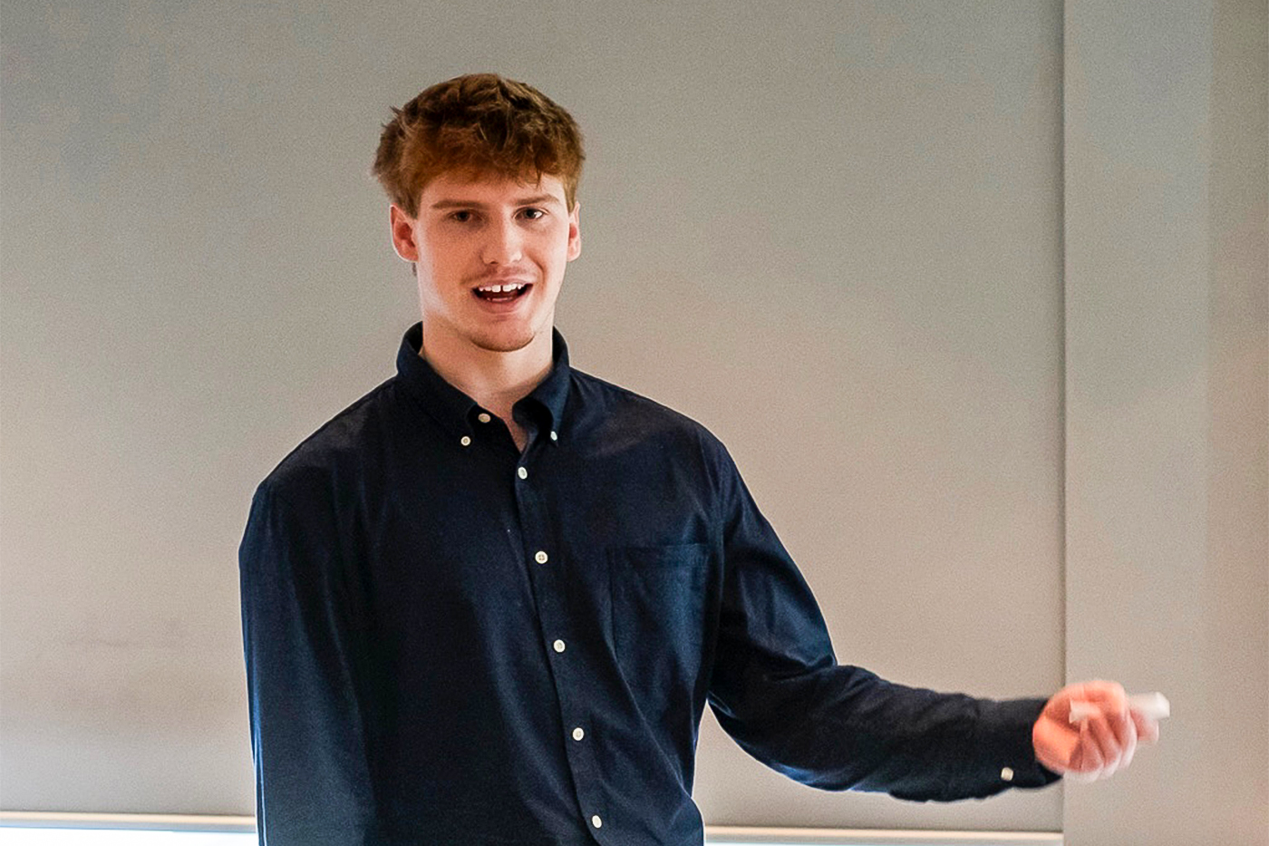 Rowan Frew gives a presentation.