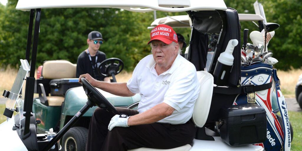 Trump's golf schedule hurled in his face as he claims he's too busy for his son's wedding