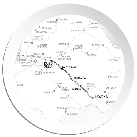 Map of the Dugo Selo-Novska line upgrade