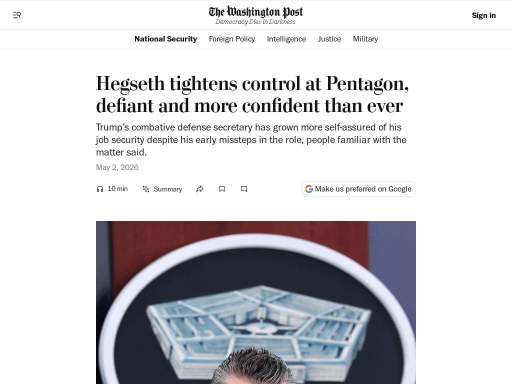 Hegseth forges ahead at Pentagon, defiant and more confident than ever