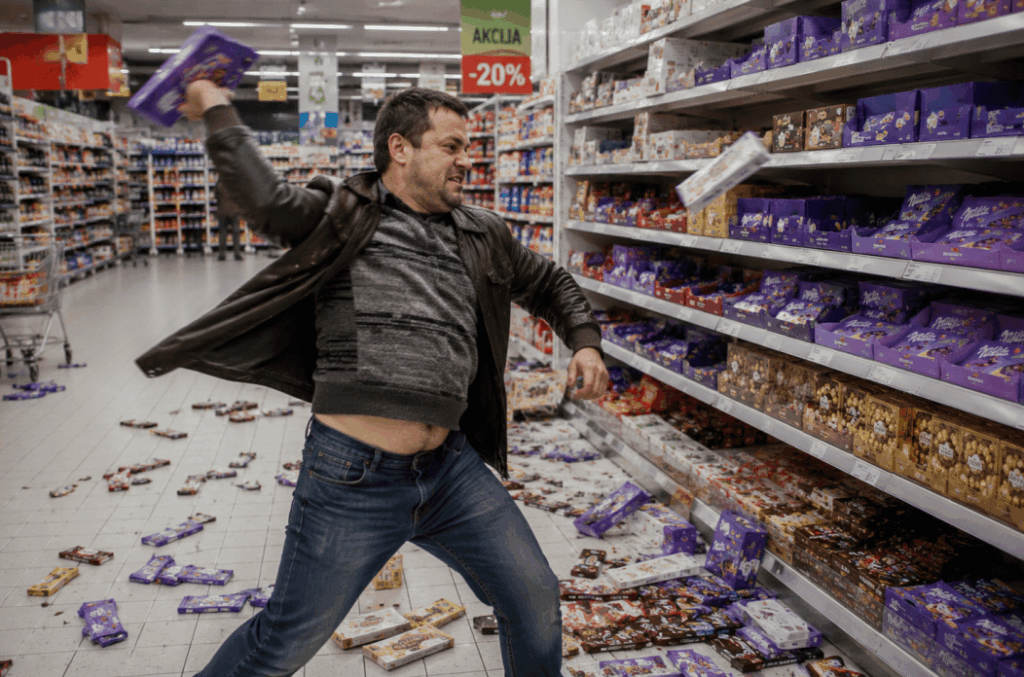 SHOUTING AND ARGUMENT A drunken man from Kursanac threw chocolates around the shop
