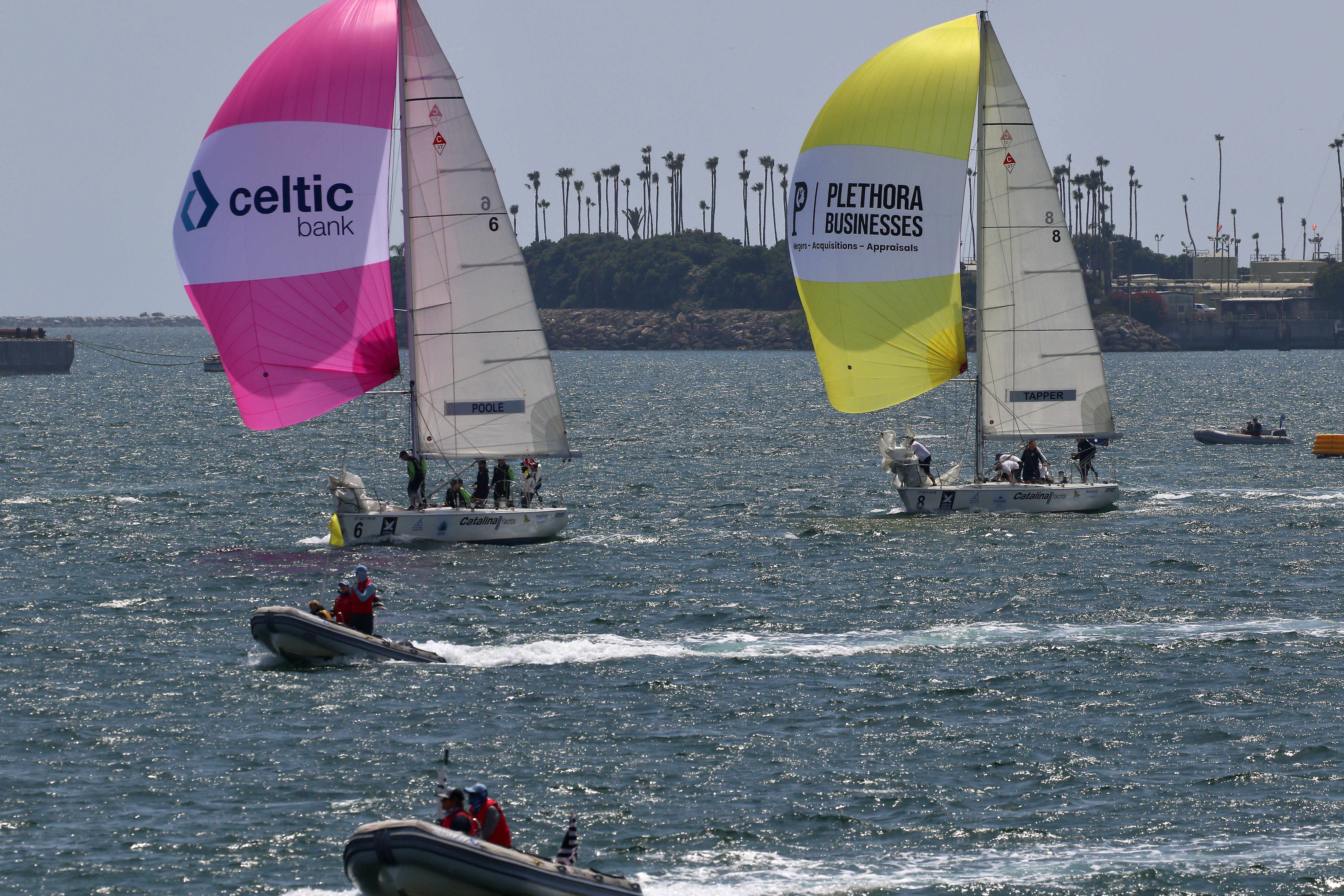Chris Pooleâs U.S. team, left, leads the Australian crew skippered...