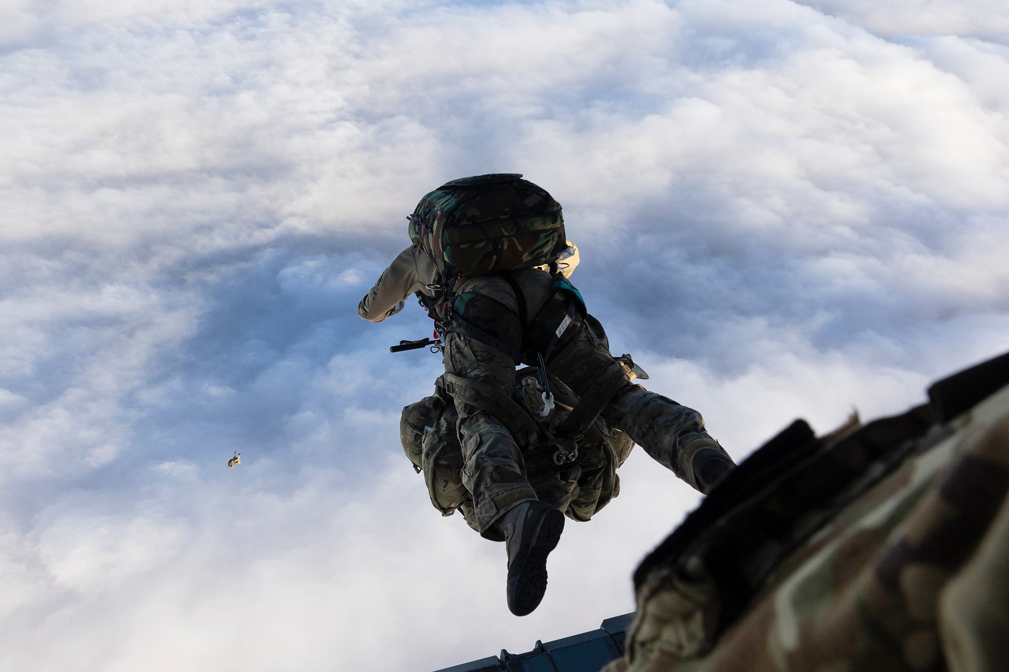 UK specialist paratroops parachute to deliver medical supplies