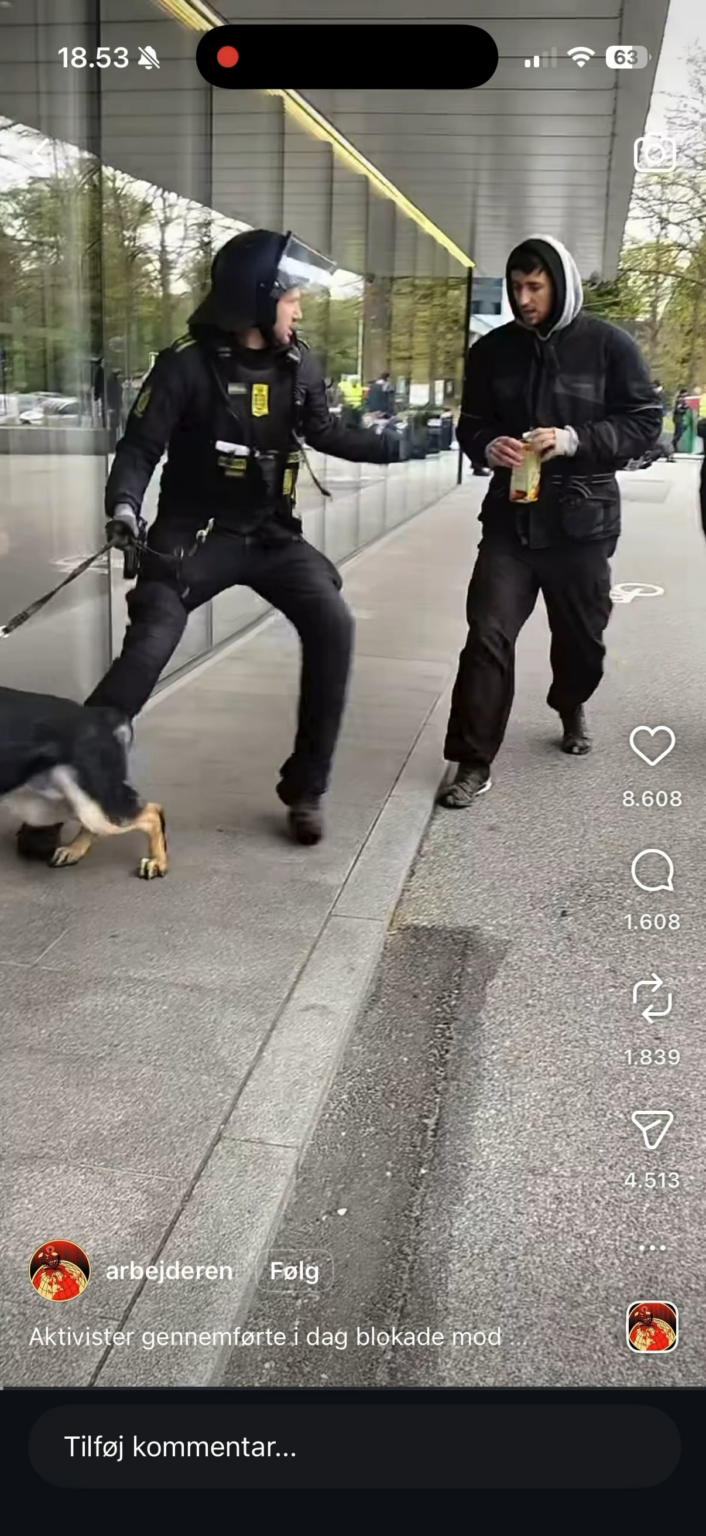 The police intervene during the Maersk demonstration