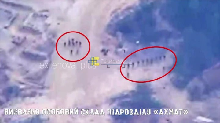 Ukrainian drone POV regarding missile strike against Russian Chechen Akhmat including akhmat POV