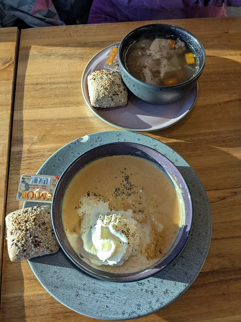 Lunch in Arnarstapi. Despite making our own lunch for the day, we couldn’t help but stop by a local restaurant (Stapinn) in Arnarstapi and have some hot soup because it was so cold and windy. The soups were not cheap. The fish soup was 3,800 ISK and the lamb soup was 3,400 ISK (~$80 CAD for the two bowls). They were delicious though! 


