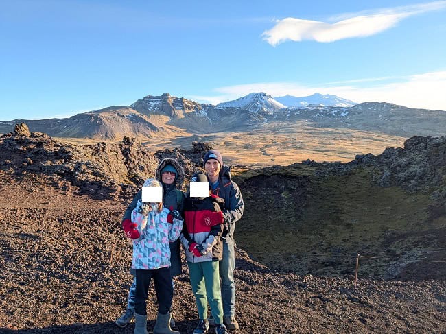 At the top of Saxhóll Crater, a view into the Snæfellsjökull National Park
