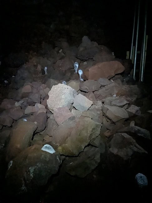 Cool ice formations in the lava cave
