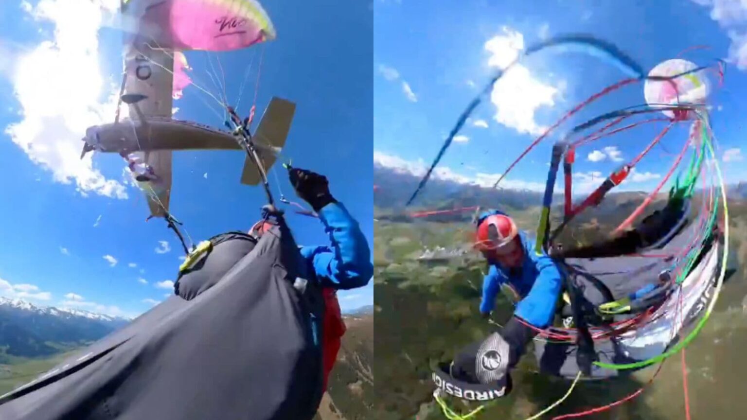 Viral video shows paraglider hit by sightseeing plane in Austria The video shows Sabrina spiralling downward, screaming as she struggles to regain control