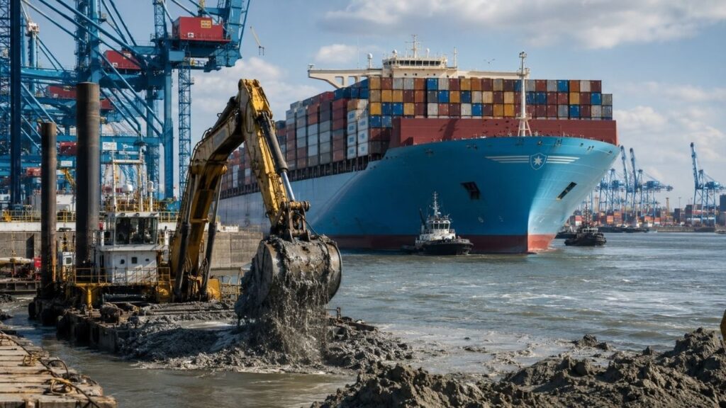 Port of Gothenburg prepares dredging of 11 million m³ of clay to deepen the channel to up to 17.5 meters and accommodate fully loaded giant ships of 430 meters, in a strategic project for Sweden and its global maritime foreign trade Port of Gothenburg prepares dredging of 11 million m³ of clay to deepen the channel to up to 17.5 meters and accommodate fully loaded giant ships of 430 meters, in a strategic project for Sweden and its global maritime foreign trade