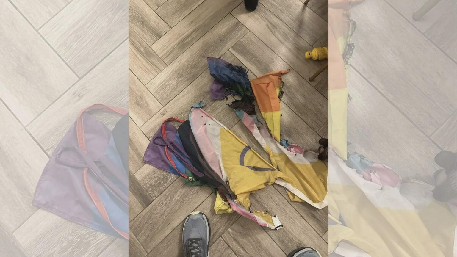 Rainbow flag ripped from window and set on fire